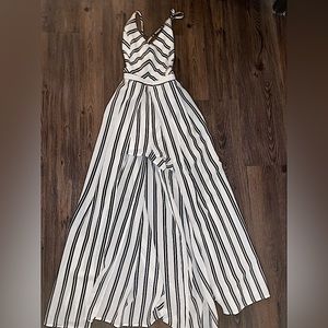 Pin Stripe Romper High Low Dress!